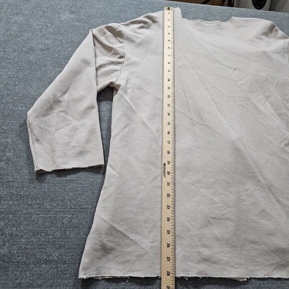 Zara Cardigan Womens L Beige LS Open Front Raw Hem Neutral Preppy Mono Boho FLAW - Picture 7 of 15